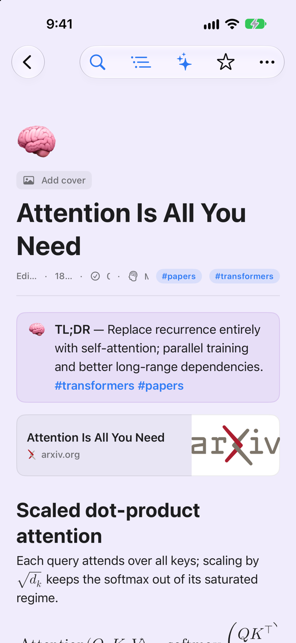 A page on iPhone